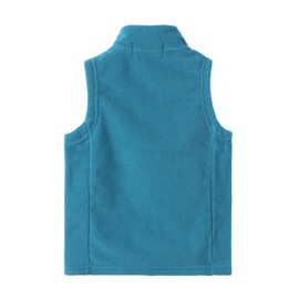 LittleSpring Chaleco de forro polar para niños, con cremallera completa, cálido, sin mangas, Color verde azulado., 8