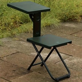 unbrand 3-in-1 Vintage Iron Foldable Table and Chair Set,Portable Folding Desk