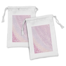 Ambesonne Modern Fabric Pouch Set of 2, Abstract Pattern in Pastel Pink Tones Retro Disco Style Party Theme Art, Small Drawstring Bag for Toiletries Masks and Favors, 9" x 6", Pale Pink Pale Pink