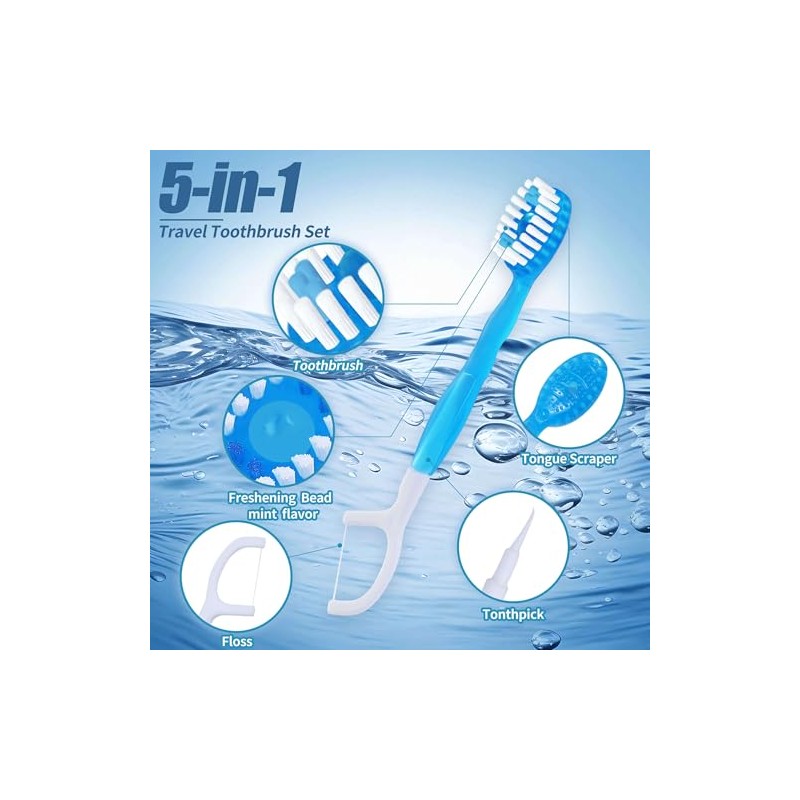 36 Pack Mini Disposable Toothbrushes – 5-in-1 Prepasted Travel Toothbrush