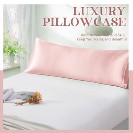Heywaller Satin Pillowcase for Hair and Skin - Light Pink Body Size Pillow Cases 1 Pack - Similar to Silk Pillowcase with Envelope Closure - Soft & Silky Pillow Cover for Him or Her