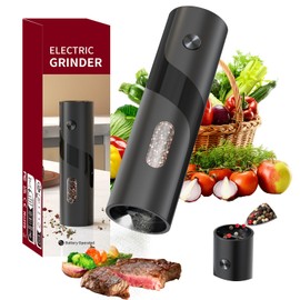CIRCLE JOY Electric Pepper Mill Top-Refill Battery Operated Black Pepper Grinder with Upgraded Large Capacity, Adjustable Coarseness, Led Light