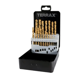 Terrax A250214T Twist Drill Bit Set HSS TiN 19-Piece Sheet Steel Case