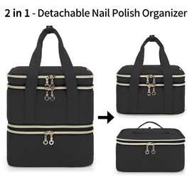 Yarwo Yarwo Nail Polish Organizer Case Holds 72 Bottles (15ml/0.5 fl.oz), Detachable 3 Layers Nail Polish Storage Bag with Removable dividers for Nail Lamp and Nail Art Manicure Tools, Black (Bag Only)