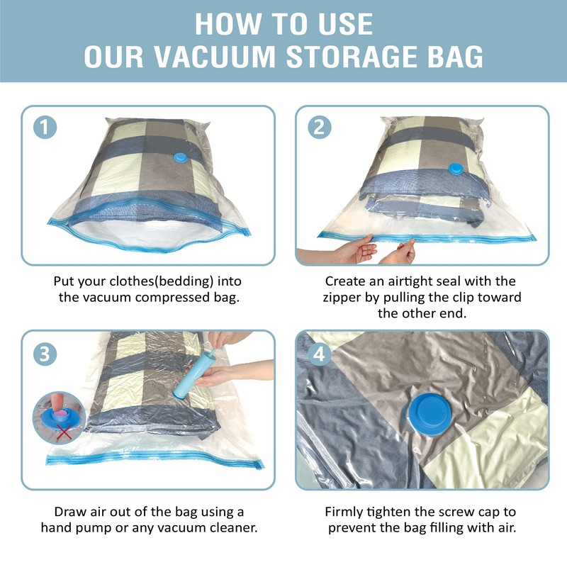 8 Pack Vacuum Storage Bags, Space Saver Bags (2 Jumbo/2