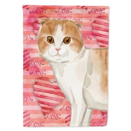 Caroline's Treasures CK3053CHF Scottish Fold Cat Love House Flag, Red Large Porch Sleeve Pole Decorative Outside Yard Banner Artwork Wall Hanging, Polyester, House Size, Multicolor