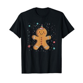 Funny Gingerbread Man with Party Hat Costume T-Shirt