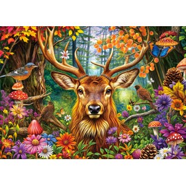 Puzzles 1000 Pieces for Adults jigsaw puzzles for adults-Colorful Fairytale Forest Charming Deer -1000 Piece Puzzle Classic Educational Games Beautiful Decoration Puzzle