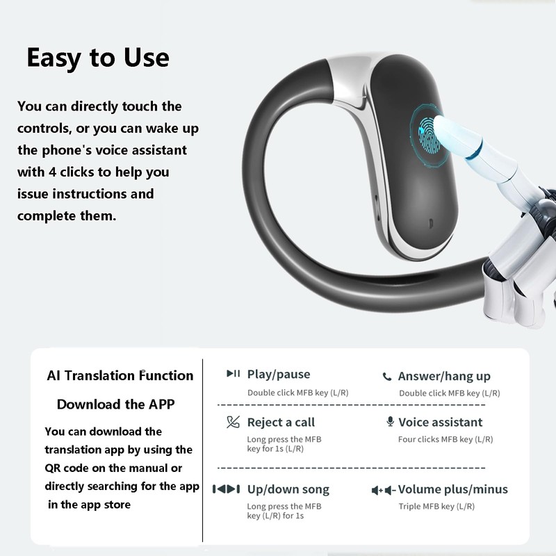 Meagtlva AI Translation Earbuds Real Time,3 in 1 Translator Earphones