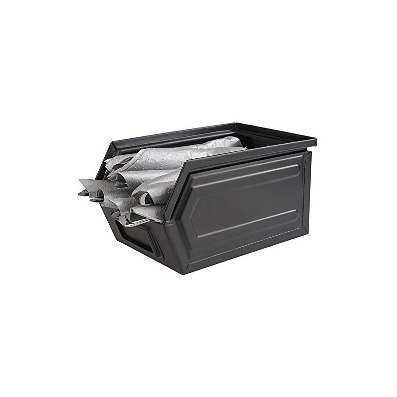 APS Industrial Snack Box Black Metal Box with Labelling Compartment,