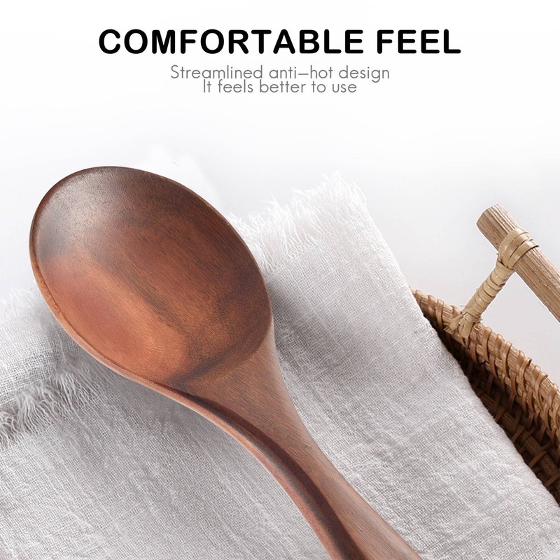 Tuperoymse Teak Wood Spoon Natural Solid Wood Rice Spoon Wooden