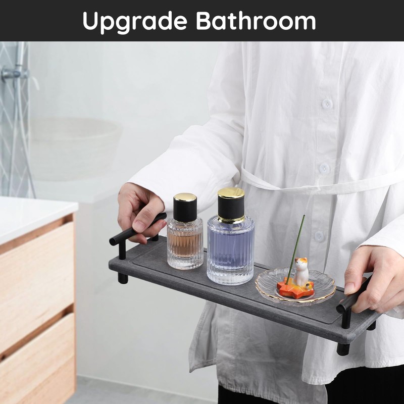 Segbeauty Stone Drying Tray, Water Absorbing Diatomite Tray with Handle