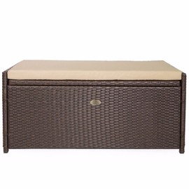 Barton Outdoor Patio Deck Box Storage with Cushion Pad All-Weather Water Resistance, Brown
