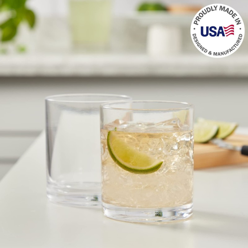 US Acrylic Classic Clear Plastic Reusable Drinking Glasses (Set of