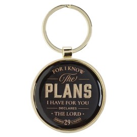 Christian Art Gifts Inspirational Scripture Keychain for Men, Women & Grads: Know the Plans Encouraging Bible Verse, Stylish & Sturdy for Keys, Lanyards, Backpacks, Black & Silver