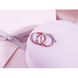 Helen de Lete Romantic Red Thread 925 Sterling Silver Open Ring 2Pcs Couple's Ring Set