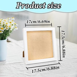 FuninCrea Picture Frames Small Photo Frame Square Poster Frame 7 Inch Wooden White Photo Frame with Stand for Decorative Photography Works, Art Painting, Photos, Poster, Puzzle (White-Square)