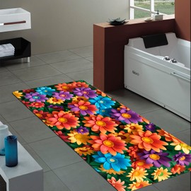 WODEJIA Non-Skid Low Pile Sponge Foam Door Entry Rug for Bathroom Mat,Flower Sea Separate Tub Shower Skid Proof Rugs, Home 3D Optical Illusion Rug Non Slip Bath Mats 47 x 18 inches, DT-20240509