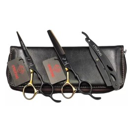 EVOLVING Set Tijeras Pro 6 Pulgadas Black-gold Barbero Estilista