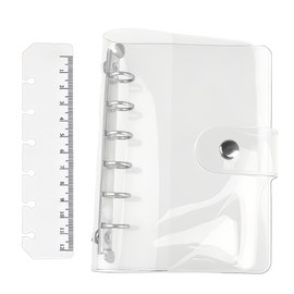 Deiboun A7 Binder, Sealing Notebook, 6 Holes, Personal Organizer, Refillable Notebook, Transparent Binder with Ruler, Waterproof Cover, Metal Ring, Pocket Size, DIY Meeting Notebook, PVC Material