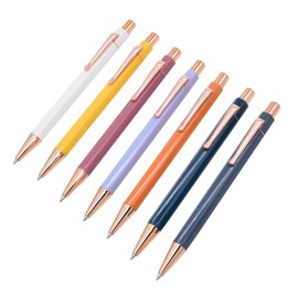 SIPLIV 7 Pack Metallic Retractable Click Pen Glitter Ballpoint Pen with Black Ink Office Supplies Gift Pens for Christmas Wedding - Rose Gold Style B