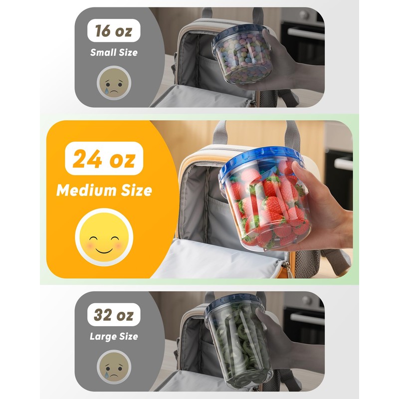 BiuLeon 6 Pack-24 oz Freezer Storage Containers, Plastic Food Storage