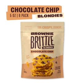 Brownie Brittle – Chocolate Chip Blondie Thin and Crispy Sweet Snacks (Pack of 6, 5 oz), Rich Gourmet Brownie Bites Dessert