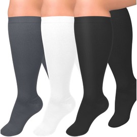 Diu Life 3 Pairs Plus Size Compression Socks for Women and Men Wide Calf Extra Knee High Support for Circulation