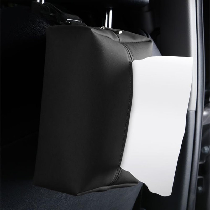 Car Tissue Holder,Leather Car Tissue Face Mask Box with Adjustabe