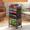 DAOUTIME 8 Tier Rolling Book Cart with Wheels, Mobile Book