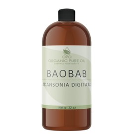 OPO Baobab Oil - Pure, Cold Pressed, Unrefined, Vegan, Non GMO,Carrier Oil for Hair, Skin, Face, Body Pain Nourishing Natural Moisturizer Hydration Growth Conditioner (32 oz)