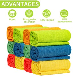 HELOMOR 12 Extra Large Floor Microfiber Cleaning Clothes, 30"x18" for Squeegee Mop, Multi-Purpose Color Rags, Reusable for House Floor Kitchen Car Window Highly Absorbent, Lint and Streak Free