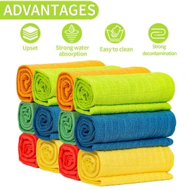 HELOMOR 12 Extra Large Floor Microfiber Cleaning Clothes, 30"x18" for Squeegee Mop, Multi-Purpose Color Rags, Reusable for House Floor Kitchen Car Window Highly Absorbent, Lint and Streak Free