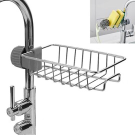 Sponge Drain Rack, Faucet Storage Rack, Kitchen Sink Storage Rack, Bathroom Storage Rack, Shelf Hanging from The Faucet, Stainless Steel Hanging Storage Rack, Soap Dish Brush Dishcloth Drainer Rack