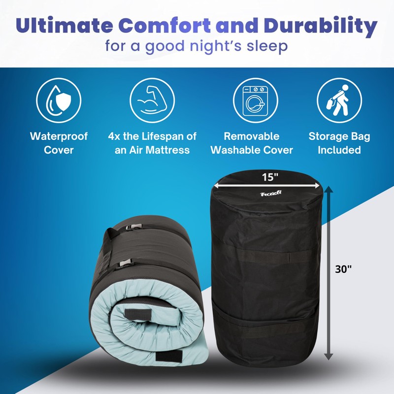 Matrix Cell Memory Foam Roll-Up Camping Mattress for Kids, Folding