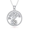 LONAGO Birthstone Tree of Life Necklace Silver Tree Pendant Necklace