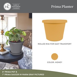 The HC Companies Prima Round Plastic Plant Pot w/Rolled Rim - Lightweight & UV Resistant Flower Pot for Herbs & More - Outdoor & Indoor Plant Pots w/Drainage (20 inch, Honey, Pack of 2)