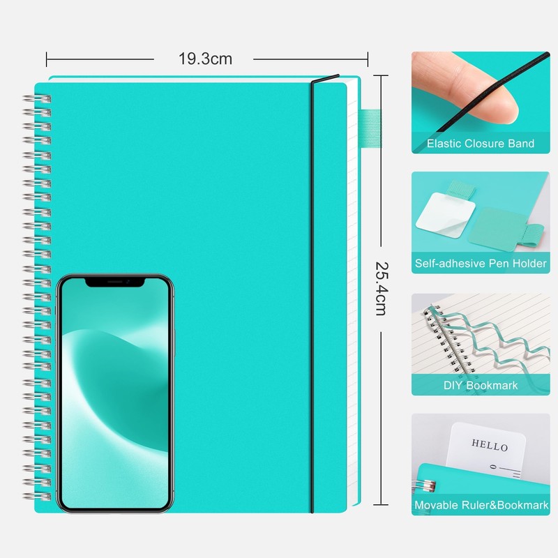 RETTACY Notebook B5 Lined, Lightweight Ring Binder, Diary 70 Sheets