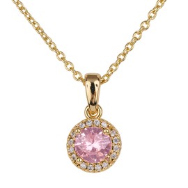 LuckyLy Collar para Mujer con Baño de Oro 14k, Cadena con Dije de Zirconia Cúbica – Joyería y Accesorios ideales como Regalos para Mujer Navidad y Regalos para Mamá Cumpleaños, Modelo Judy Rosa