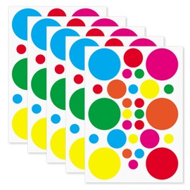 Multi-Purpose Round Colorful Stickers (140 Pcs), 3 Sizes with a Diameter of 50mm, 30mm 15mm Organizational Labels, Waterproof Kids Stickers