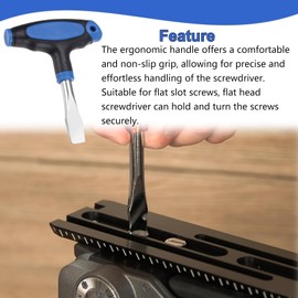 T-Handle Flat Head Screwdriver 12MM Slotted Screwdriver with Ergonomic Plastic Handle for Film Sets Easy to Use (Blue Black)