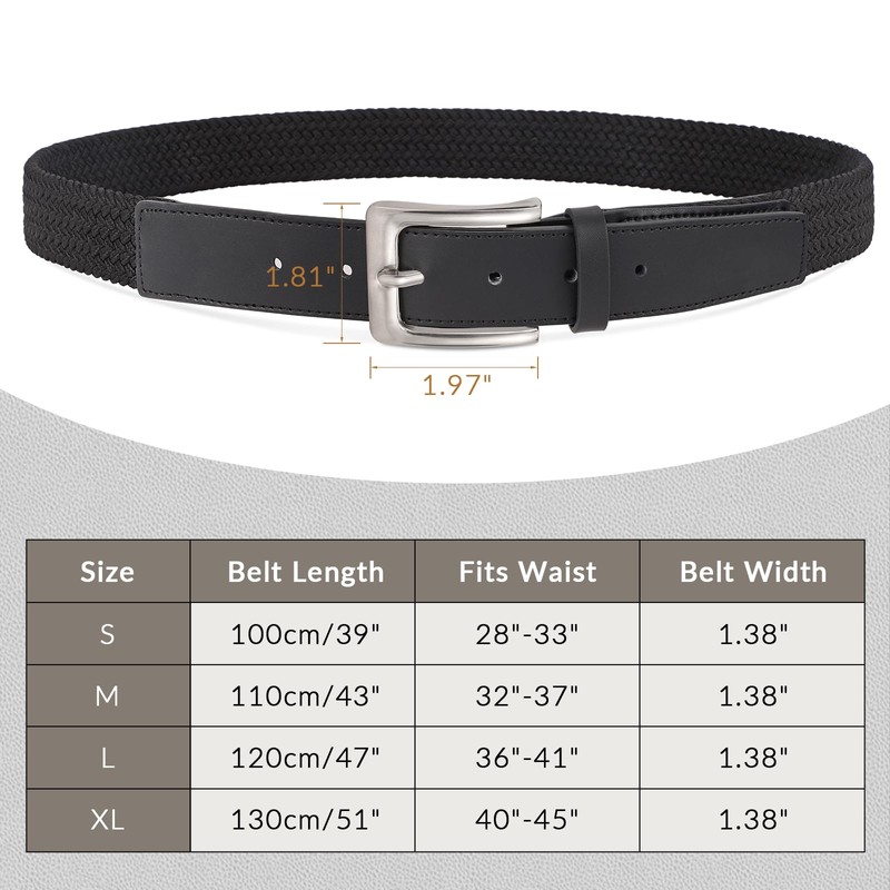 LALATCH Elastic Braided Leather Belt Mens Stretch Belt Woven Golf