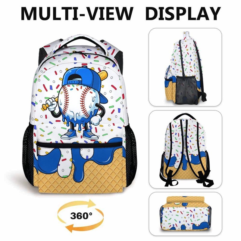 FLEXIMX Boys Backpack for Baseball Lovers Kids Toddlers Teens, Blue