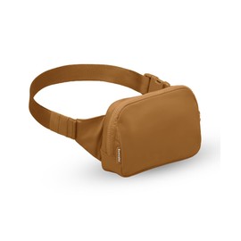 Bomvabe Everywhere Belt Bag 1L for Women, Little Fanny Pack with adjustable Belt 53", Fashion Waist Bag with Multiple Pockets, Crossbody Bag for Travel Gym Running Hiking Cycling, Brown