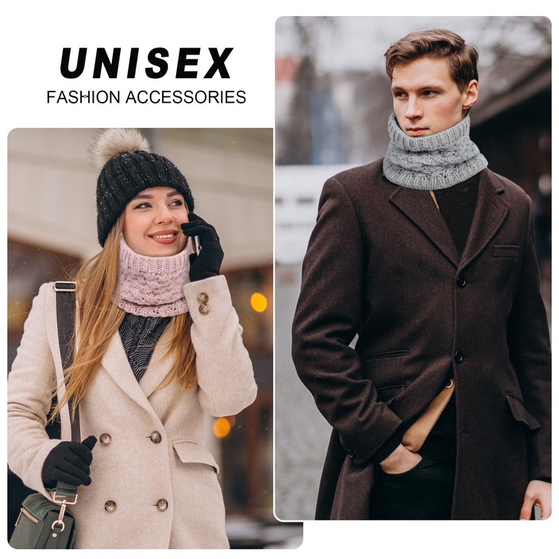 2 pieces Unisex Winter Neck Warmer Thermal Knitted Snoods Winter