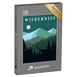 puzzleYOU: Mountain Wilderness Vintage Illustration Jigsaw Puzzle 100 Pieces