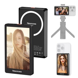 Newmowa Black Magnetic Phone Vlog Selfie Monitor Screen, 1080P Wireless Recording, Using Phone Rear Camera for Selfie Vlog Live Stream TikTok, Compatible with iPhone(Support 4K 30fps Wired Recording)