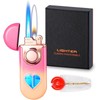 【No gas】2-in-1 Lighter Heart-Shaped Design Windproof Red Flame Lighter Jet