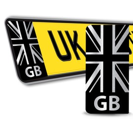 Skino Eu® 2 x Vinyl Sticker Number Plate UK UK National Flag Union Jack JDM Silver Tuning Car Motorcycle Stickers EU QV 43