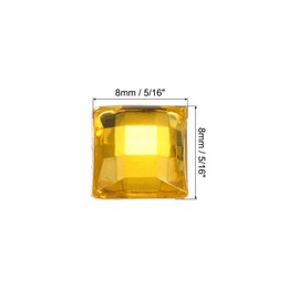 sourcing map 50Pcs 8mm Flat Back Acrylic Square Gems Rhinestone Gold Yellow